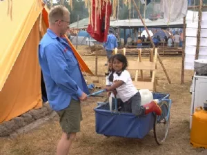 På tur i fars nye "vogn"