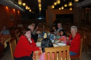 Første måltid i restaurant La Traquera (restauranten på hotellet)