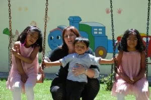 ... og så det obligatorsike billede ved gyngerne