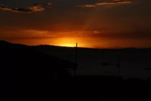 Solnedgang over Lago Titicaca (set fra hotel Rosario)