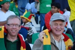 Bedstefar og Morten klar til kampen