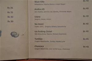 Drinks kortet - læg mærke til tredje nederste